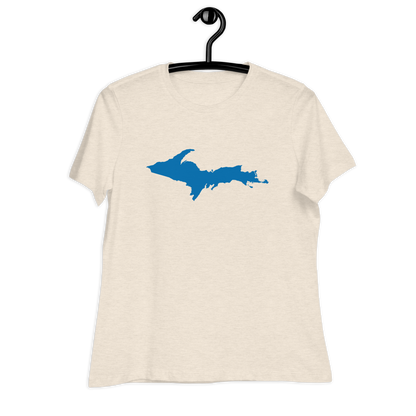 Michigan Upper Peninsula T-Shirt (w/ Azure UP Outline) | Women's Relaxed Fit