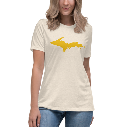 Michigan Upper Peninsula T-Shirt (w/ Gold UP Outline) | Women's Relaxed Fit