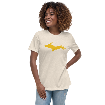 Michigan Upper Peninsula T-Shirt (w/ Gold UP Outline) | Women's Relaxed Fit