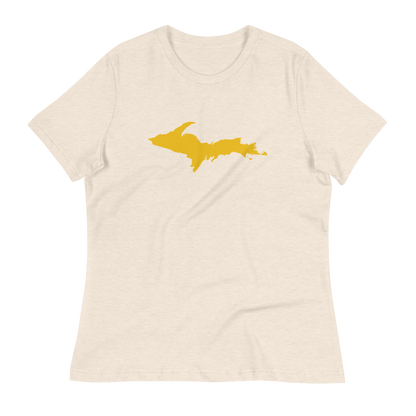 Michigan Upper Peninsula T-Shirt (w/ Gold UP Outline) | Women's Relaxed Fit