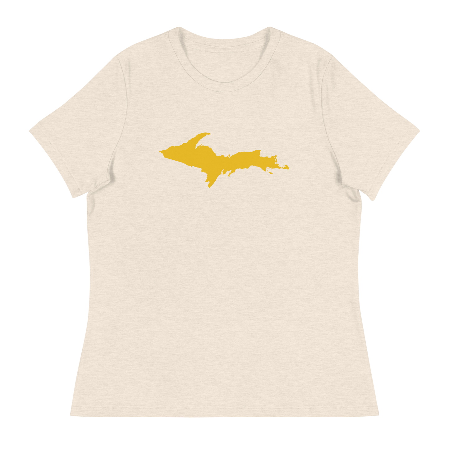 Michigan Upper Peninsula T-Shirt (w/ Gold UP Outline) | Women's Relaxed Fit