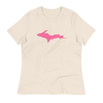 Michigan Upper Peninsula T-Shirt (w/ Pink UP Outline) | Women's Relaxed Fit