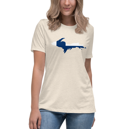 Michigan Upper Peninsula T-Shirt (w/ UP Finland Flag Outline) | Women's Relaxed Fit