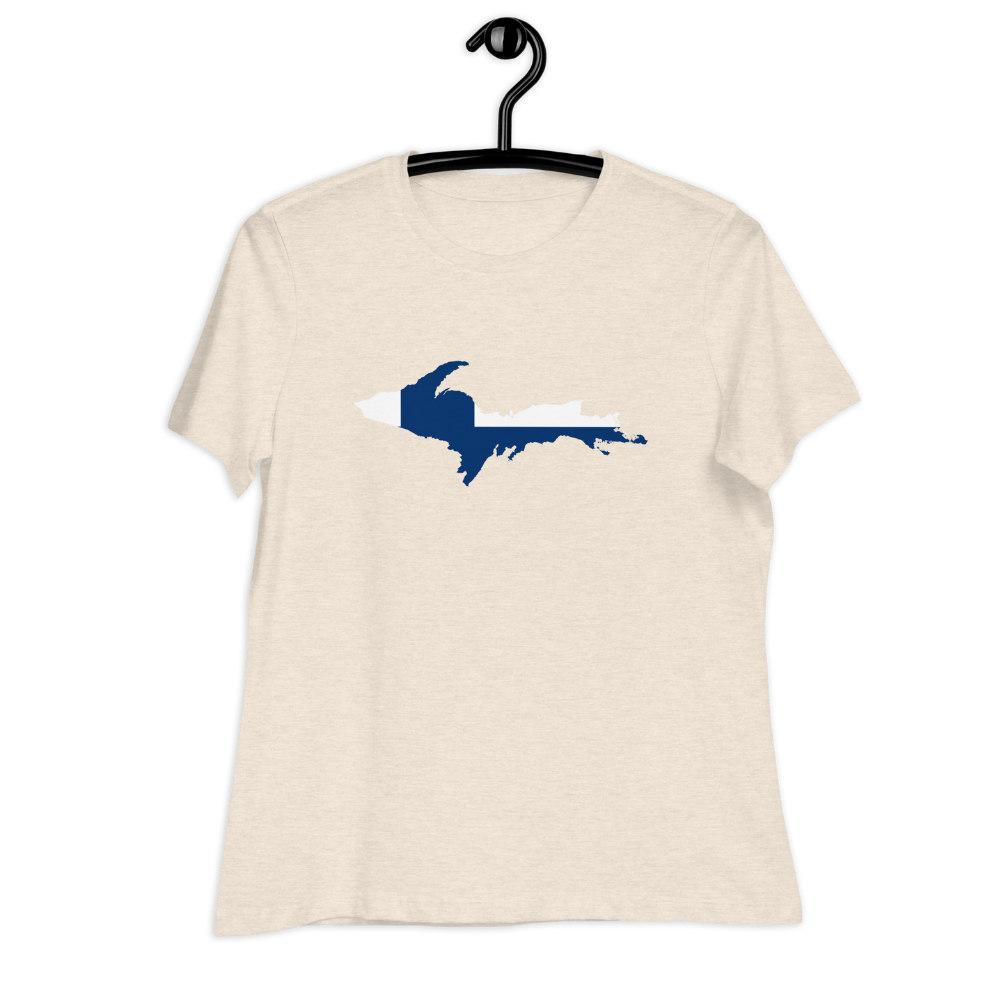 Michigan Upper Peninsula T-Shirt (w/ UP Finland Flag Outline) | Women's Relaxed Fit