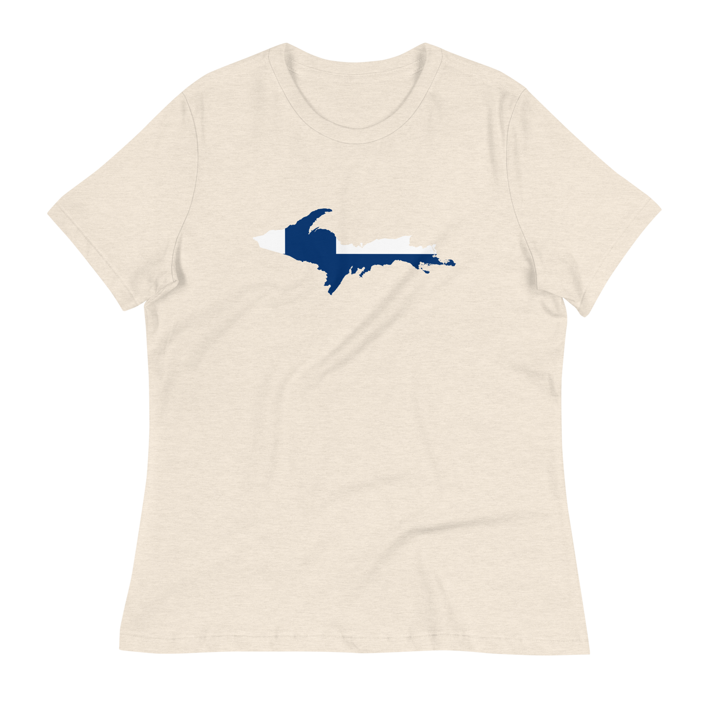 Michigan Upper Peninsula T-Shirt (w/ UP Finland Flag Outline) | Women's Relaxed Fit