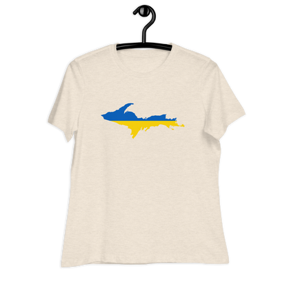 Michigan Upper Peninsula T-Shirt (w/ UP Ukraine Flag Outline) | Women's Relaxed Fit