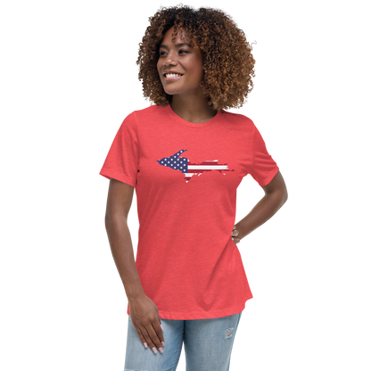 Michigan Upper Peninsula T-Shirt (w/ UP USA Flag Outline) | Women's Relaxed Fit