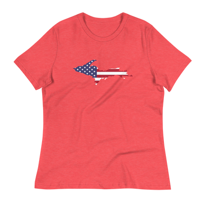 Michigan Upper Peninsula T-Shirt (w/ UP USA Flag Outline) | Women's Relaxed Fit