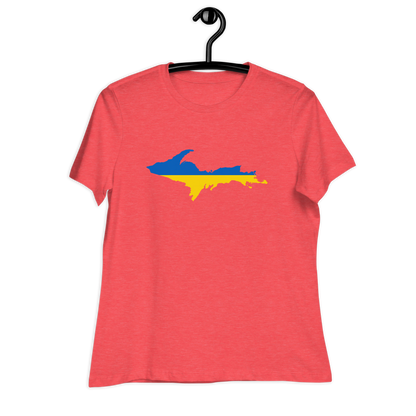 Michigan Upper Peninsula T-Shirt (w/ UP Ukraine Flag Outline) | Women's Relaxed Fit