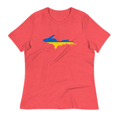 Michigan Upper Peninsula T-Shirt (w/ UP Ukraine Flag Outline) | Women's Relaxed Fit