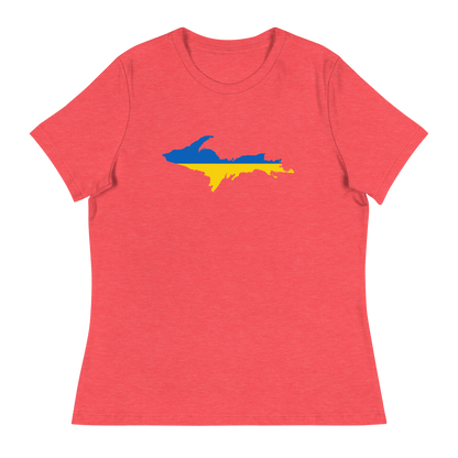 Michigan Upper Peninsula T-Shirt (w/ UP Ukraine Flag Outline) | Women's Relaxed Fit