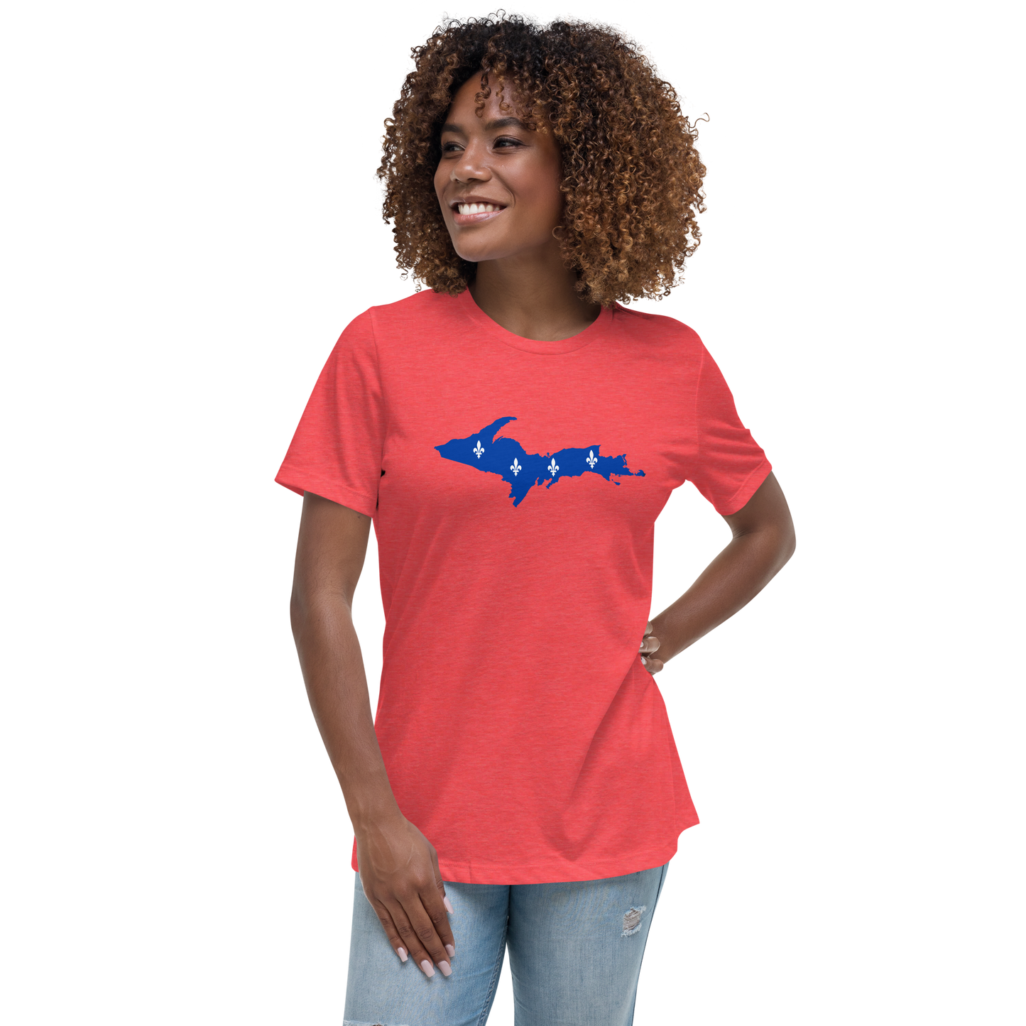 Michigan Upper Peninsula T-Shirt (w/ UP Quebec Flag Outline) | Women's Relaxed Fit