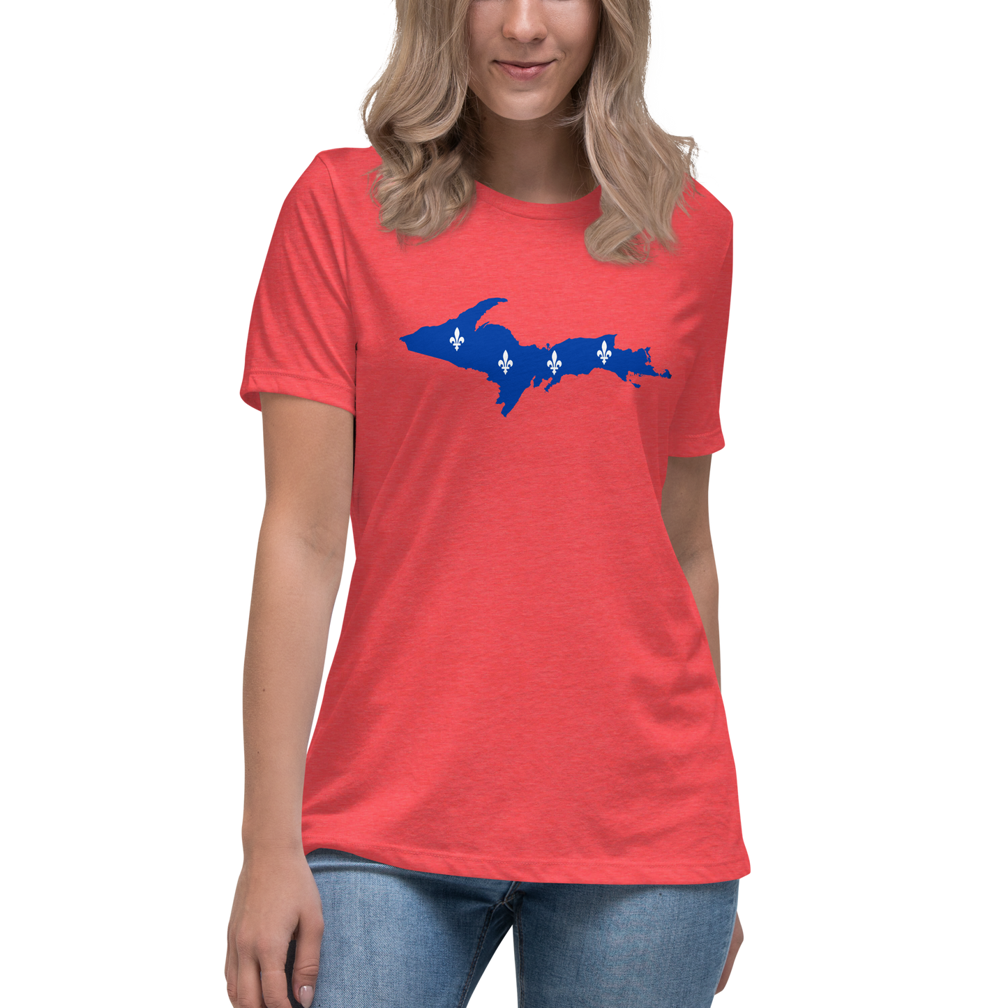 Michigan Upper Peninsula T-Shirt (w/ UP Quebec Flag Outline) | Women's Relaxed Fit