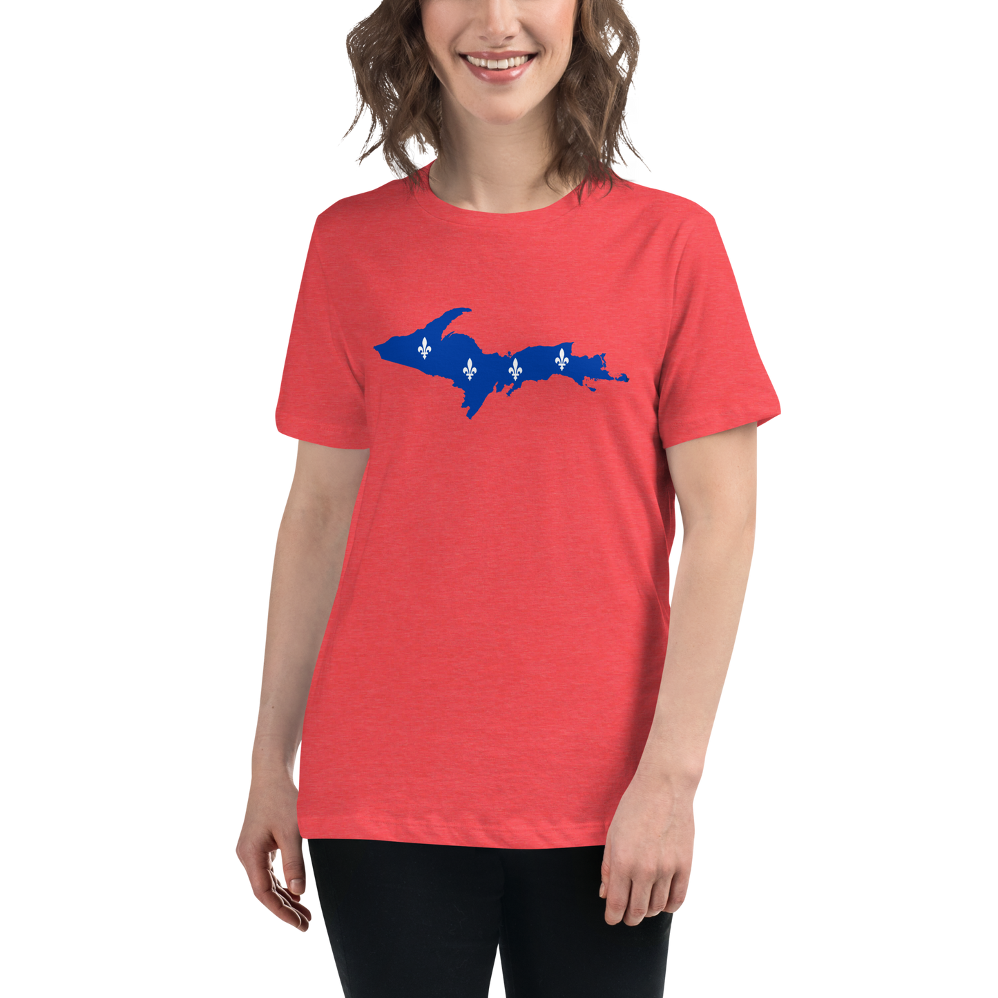 Michigan Upper Peninsula T-Shirt (w/ UP Quebec Flag Outline) | Women's Relaxed Fit