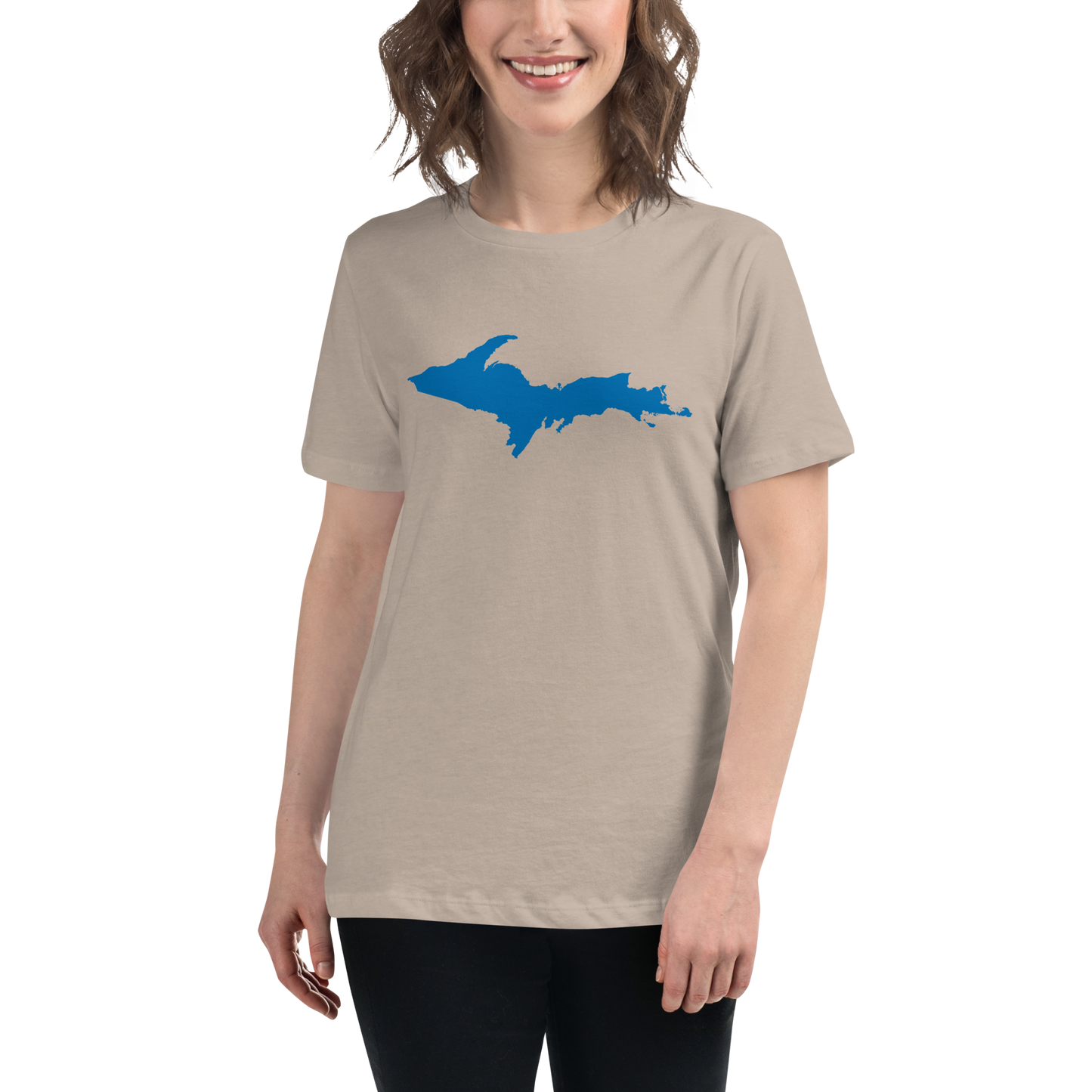 Michigan Upper Peninsula T-Shirt (w/ Azure UP Outline) | Women's Relaxed Fit