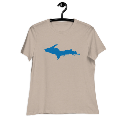 Michigan Upper Peninsula T-Shirt (w/ Azure UP Outline) | Women's Relaxed Fit