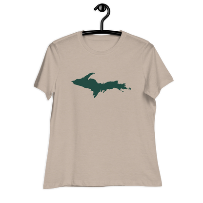 Michigan Upper Peninsula T-Shirt (w/ Green UP Outline) | Women's Relaxed Fit