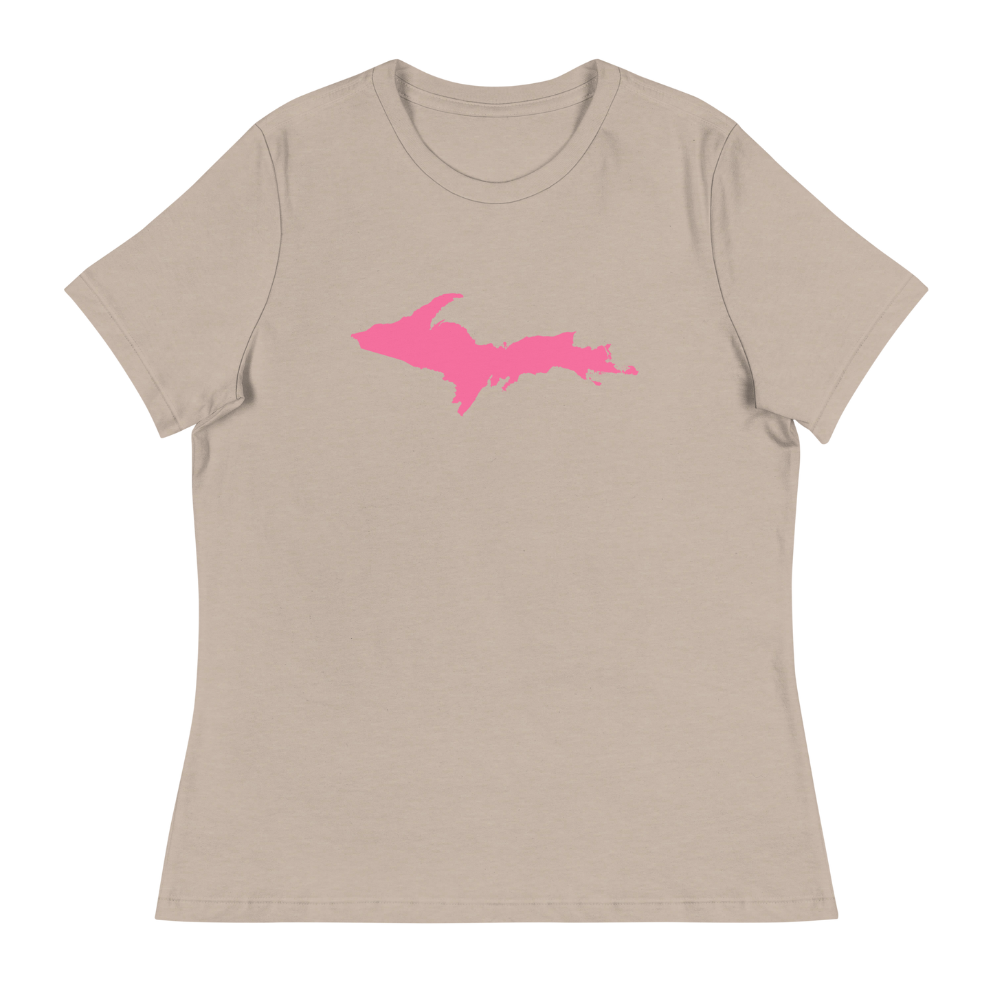 Michigan Upper Peninsula T-Shirt (w/ Pink UP Outline) | Women's Relaxed Fit