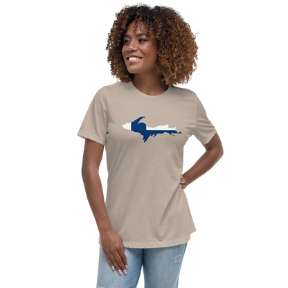 Michigan Upper Peninsula T-Shirt (w/ UP Finland Flag Outline) | Women's Relaxed Fit