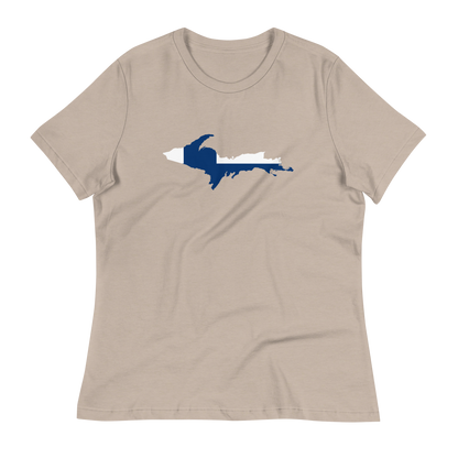 Michigan Upper Peninsula T-Shirt (w/ UP Finland Flag Outline) | Women's Relaxed Fit