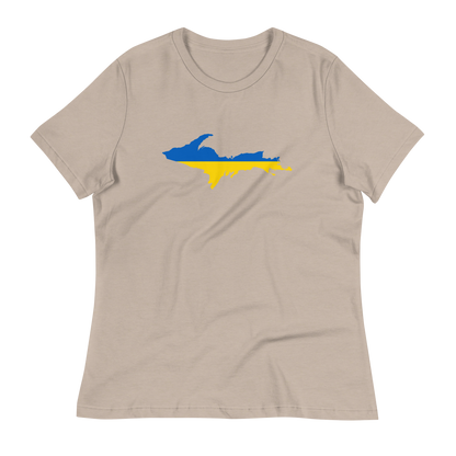 Michigan Upper Peninsula T-Shirt (w/ UP Ukraine Flag Outline) | Women's Relaxed Fit