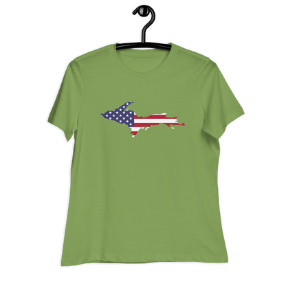 Michigan Upper Peninsula T-Shirt (w/ UP USA Flag Outline) | Women's Relaxed Fit