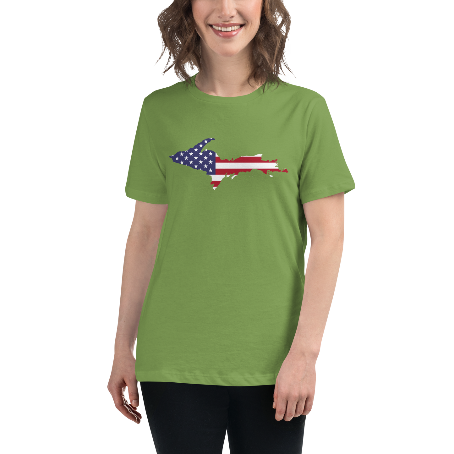 Michigan Upper Peninsula T-Shirt (w/ UP USA Flag Outline) | Women's Relaxed Fit