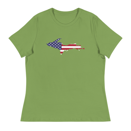 Michigan Upper Peninsula T-Shirt (w/ UP USA Flag Outline) | Women's Relaxed Fit