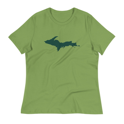 Michigan Upper Peninsula T-Shirt (w/ Green UP Outline) | Women's Relaxed Fit