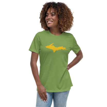 Michigan Upper Peninsula T-Shirt (w/ Gold UP Outline) | Women's Relaxed Fit