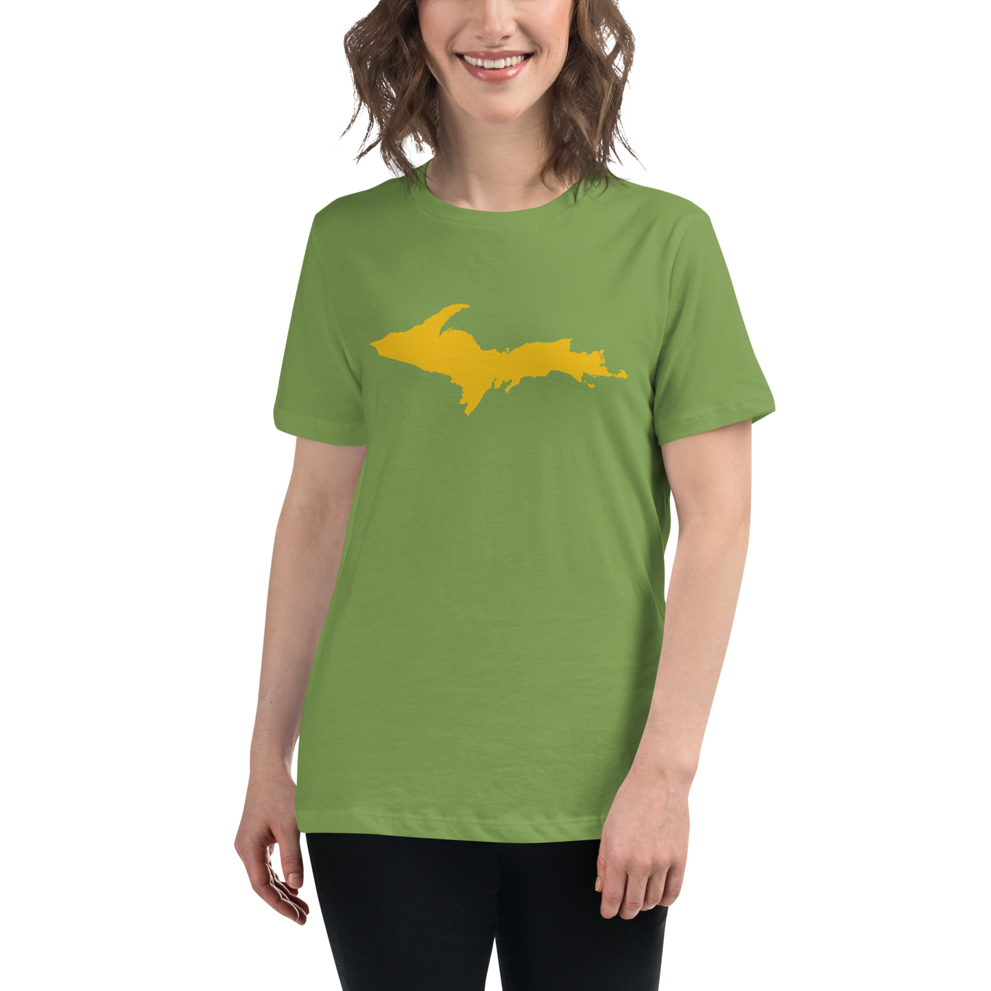 Michigan Upper Peninsula T-Shirt (w/ Gold UP Outline) | Women's Relaxed Fit