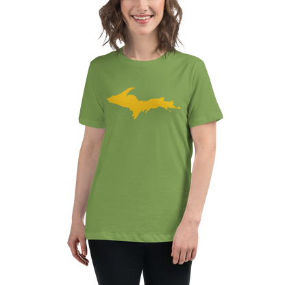 Michigan Upper Peninsula T-Shirt (w/ Gold UP Outline) | Women's Relaxed Fit