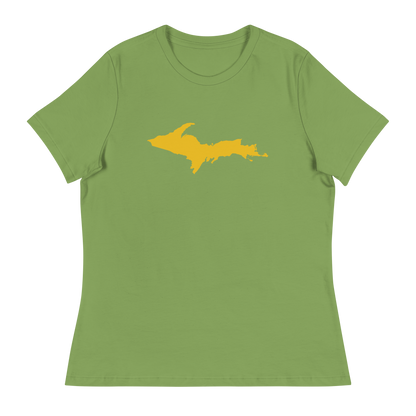 Michigan Upper Peninsula T-Shirt (w/ Gold UP Outline) | Women's Relaxed Fit