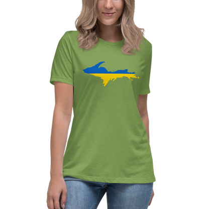 Michigan Upper Peninsula T-Shirt (w/ UP Ukraine Flag Outline) | Women's Relaxed Fit