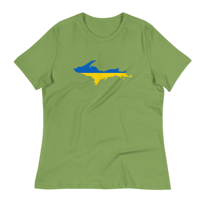 Michigan Upper Peninsula T-Shirt (w/ UP Ukraine Flag Outline) | Women's Relaxed Fit