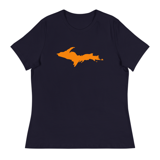 Michigan Upper Peninsula T-Shirts (w/ Orange UP Outline) | Women's Relaxed Fit