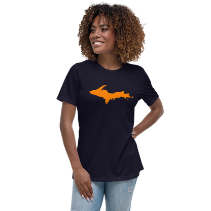 Michigan Upper Peninsula T-Shirts (w/ Orange UP Outline) | Women's Relaxed Fit