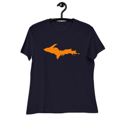 Michigan Upper Peninsula T-Shirts (w/ Orange UP Outline) | Women's Relaxed Fit