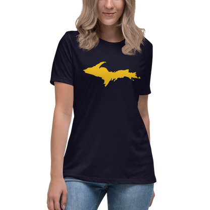 Michigan Upper Peninsula T-Shirt (w/ Gold UP Outline) | Women's Relaxed Fit