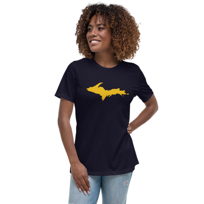 Michigan Upper Peninsula T-Shirt (w/ Gold UP Outline) | Women's Relaxed Fit