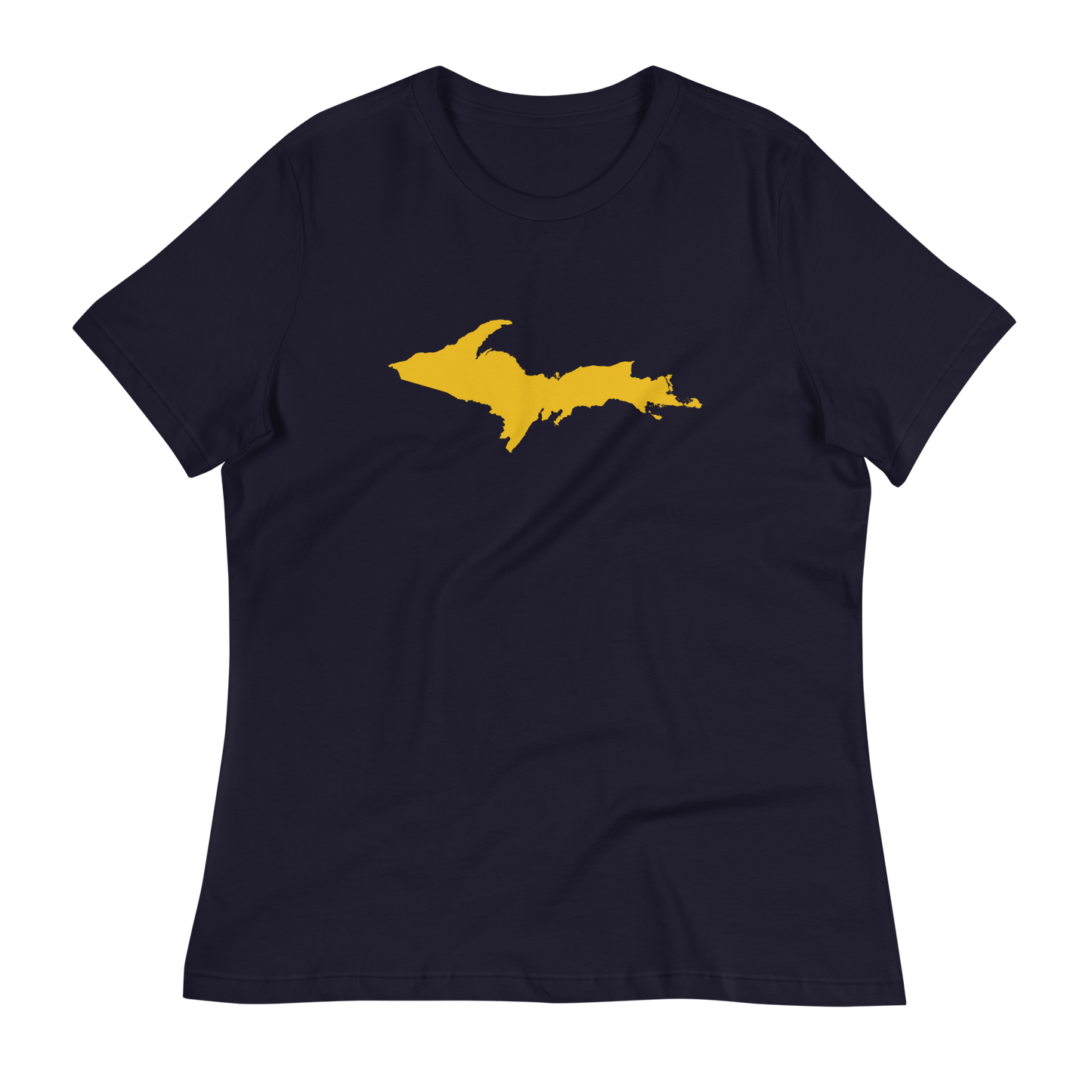 Michigan Upper Peninsula T-Shirt (w/ Gold UP Outline) | Women's Relaxed Fit