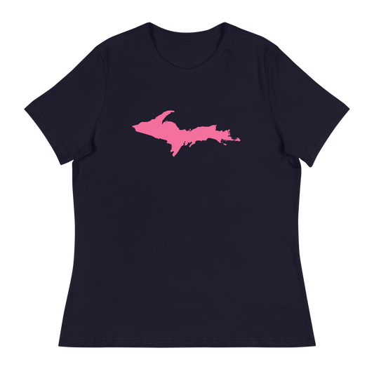 Michigan Upper Peninsula T-Shirt (w/ Pink UP Outline) | Women's Relaxed Fit