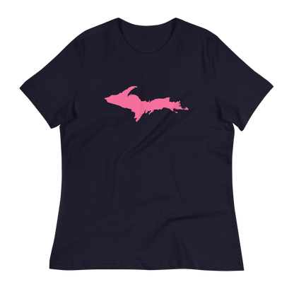 Michigan Upper Peninsula T-Shirt (w/ Pink UP Outline) | Women's Relaxed Fit