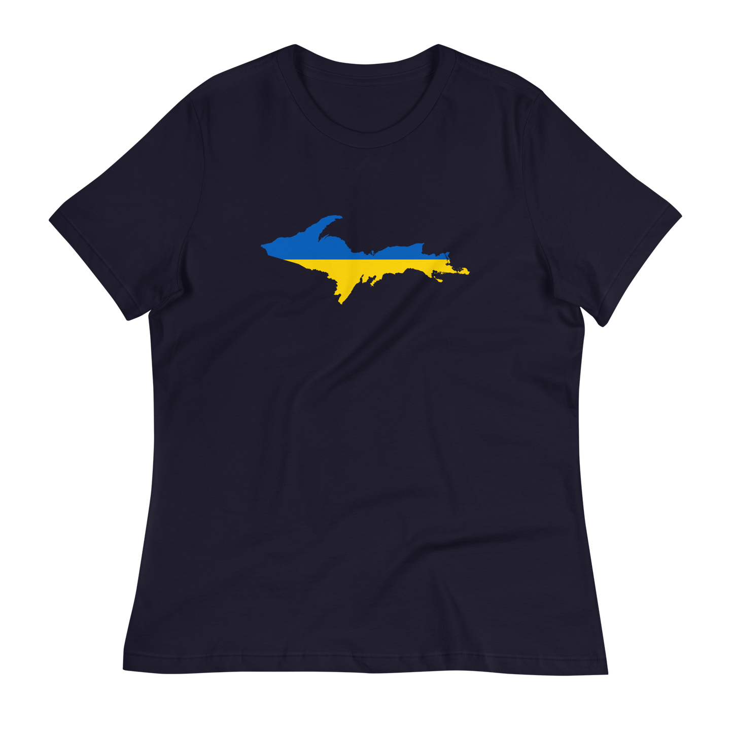 Michigan Upper Peninsula T-Shirt (w/ UP Ukraine Flag Outline) | Women's Relaxed Fit