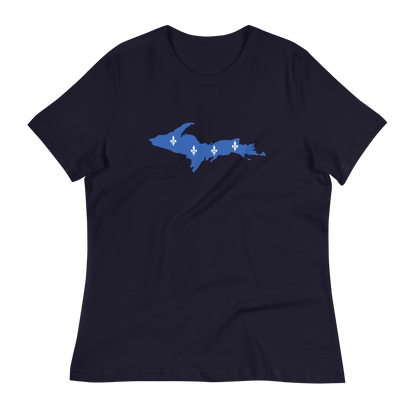 Michigan Upper Peninsula T-Shirt (w/ UP Quebec Flag Outline) | Women's Relaxed Fit