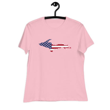 Michigan Upper Peninsula T-Shirt (w/ UP USA Flag Outline) | Women's Relaxed Fit