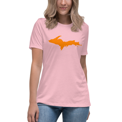 Michigan Upper Peninsula T-Shirts (w/ Orange UP Outline) | Women's Relaxed Fit