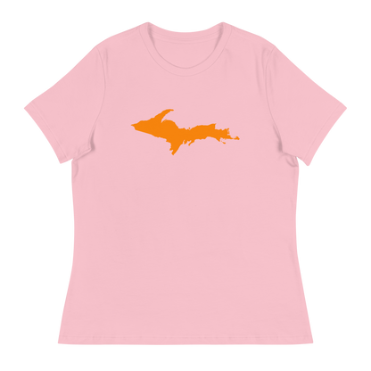 Michigan Upper Peninsula T-Shirts (w/ Orange UP Outline) | Women's Relaxed Fit