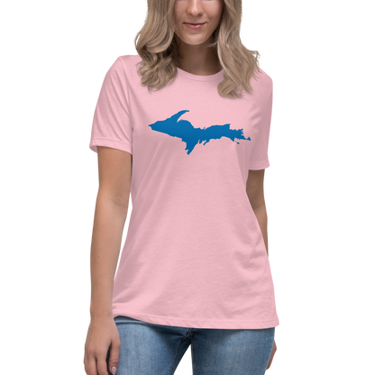 Michigan Upper Peninsula T-Shirt (w/ Azure UP Outline) | Women's Relaxed Fit