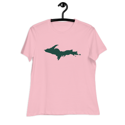 Michigan Upper Peninsula T-Shirt (w/ Green UP Outline) | Women's Relaxed Fit